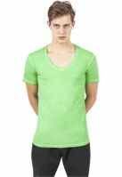 Tricou cu decolteu in V Spray Dye verde Urban Classics