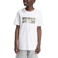 Tricou cu imprimeu adidas pentru copii negru alb gri