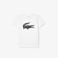 Tricou cu imprimeu Lacoste Large alb