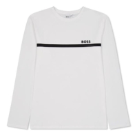 Tricou cu logo Boss LS Smll pentru copii alb 10p