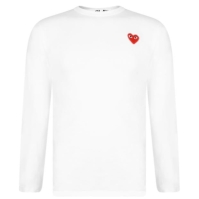 Tricou cu logo COMME DES GARCONS PLAY cu Maneca Lunga Basic -Shirt alb rosu