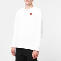 Tricou cu logo COMME DES GARCONS PLAY cu Maneca Lunga Basic -Shirt alb rosu