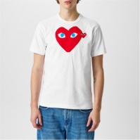 Tricou cu logo COMME DES GARCONS PLAY Double Heart -Shirt alb rosu