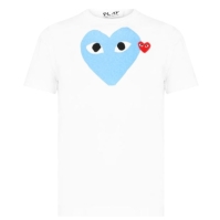 Tricou cu logo COMME DES GARCONS PLAY Double Heart -Shirt albastru