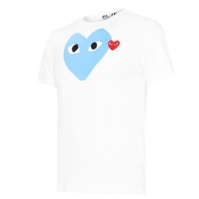 Tricou cu logo COMME DES GARCONS PLAY Double Heart -Shirt albastru