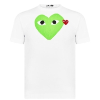 Tricou cu logo COMME DES GARCONS PLAY Double Heart -Shirt verde