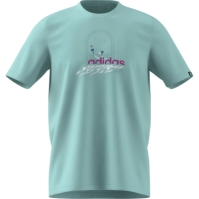 Tricou cu logo grafic adidas pentru Barbati semi alb albastru aqua