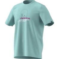 Tricou cu logo grafic adidas pentru Barbati semi alb albastru aqua