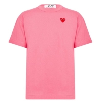 Tricou decolteu rotund COMME DES GARCONS PLAY Heart Embroidered -Shirt roz