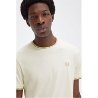 Tricou Fred Perry Twin Tipped alb bej v17