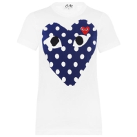 Tricou imprimat COMME DES GARCONS PLAY Logo-Polka Dot -Shirt pentru Femei alb