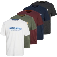 Tricou Jack and Jones 5-. maneca scurta pentru Barbati alb verde visiniu bleumarin negru