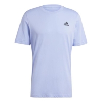 Tricou logo Linear Embroidered adidas Essentials Single Jersey pentru Barbati albastru spark