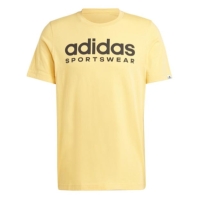 Tricou logo Linear Embroidered adidas Essentials Single Jersey pentru Barbati galben spw