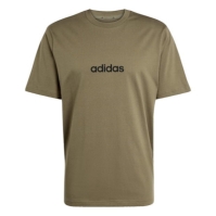 Tricou logo Linear Embroidered adidas Essentials Single Jersey pentru Barbati kaki