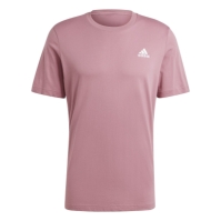 Tricou logo Linear Embroidered adidas Essentials Single Jersey pentru Barbati rosu inchis