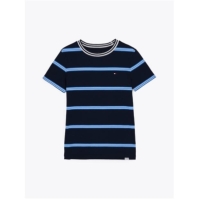 Tricou maneca scurta Tommy Hilfiger cu dungi REG bleumarin c1g