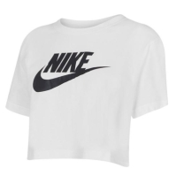 Tricou Nike Sportswear Essential Cropped pentru femei alb negru