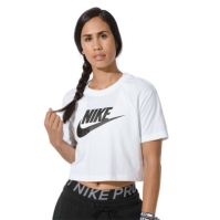 Tricou Nike Sportswear Essential Cropped pentru femei alb negru