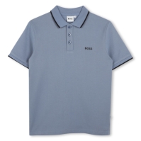 Tricou polo maneca scurta Boss Boss copii med gri