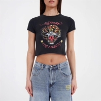 Tricou scurt Ed Hardy Ed Tiger dama washed negru