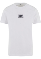 Tricou USA College Wording Patch alb Mister Tee