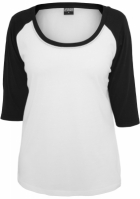 Tricouri cu maneca trei sferturi raglan alb negru Urban Classics