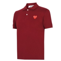 Tricouri Polo COMME DES GARCONS PLAY Embroidered Logo visiniu rosu