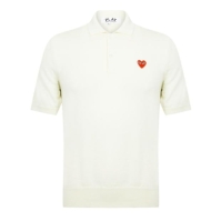 Tricouri Polo COMME DES GARCONS PLAY Heart Patch Wool off alb