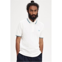 Tricouri Polo Fred Perry maneca scurta Twin Tipped alb gri v36