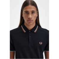 Tricouri Polo Fred Perry maneca scurta Twin Tipped negru portocaliu s03