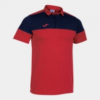 Tricouri polo Joma Crew V maneca scurta rosu bleumarin