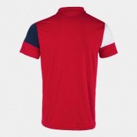 Tricouri polo Joma Crew V maneca scurta rosu bleumarin alb