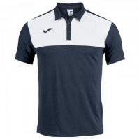 Tricouri polo Joma Winner bleumarin inchis-alb cu maneca scurta