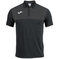 Tricouri Polo Joma Winner bumbac negru-cu maneca scurta gri inchis