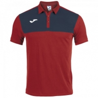 Tricouri polo Joma Winner rosu-bleumarin inchis cu maneca scurta