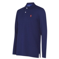 Tricouri polo Tricouri Polo Ralph Lauren cu maneca lunga Stretch bleumarin