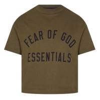 Tricouri sport Tricou decolteu rotund FEAR OF GOD ESSENTIALS Jersey - Juniors oliv