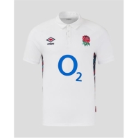 Tricou Acasa Umbro Anglia Rugby Collar 2024 pentru adulti alb