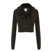 Yumi Yumi negru Bolero cu Detachable Fur Collar