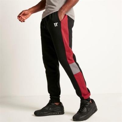 Pantaloni sport 11 Degrees Cut and Sew Panelled Regular Fit - negru / Pomegranate rosu