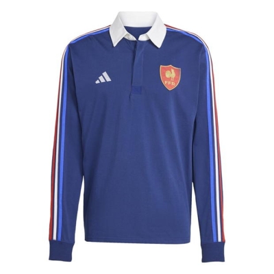 adidas Franta Rugby Culture Shirt pentru adulti inchis bleumarin alb