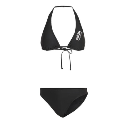 Costum de baie bikini adidas Neckholder pentru femei negru alb