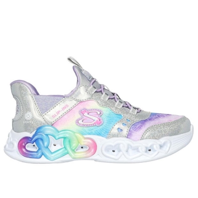 Adidasi SKECHERS SLIP-INS : Infinite Heart Lights argintiu multicolor