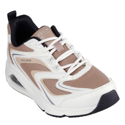 Adidasi sport Skechers plasa W Duraleather Overlay cu siret Court pentru femei alb bej