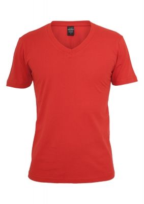 Tricou cu decolteu in V Basic rosu Urban Classics