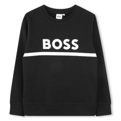 Bluza de trening Boss Logo cu guler rotund pentru baietei negru 09b