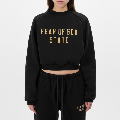 Bluza de trening FEAR OF GOD ESSENTIALS Cropped negru