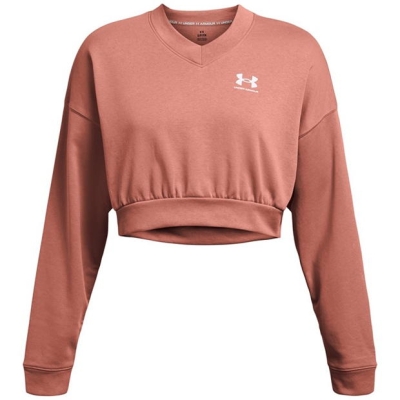 Bluza de trening Under ARMOUR Ua Rival Terry Os Crop Crw pentru femei roz