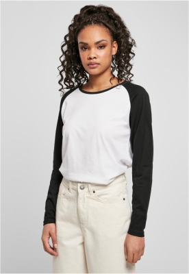 Bluza maneca lunga contrast pentru Femei alb negru Urban Classics